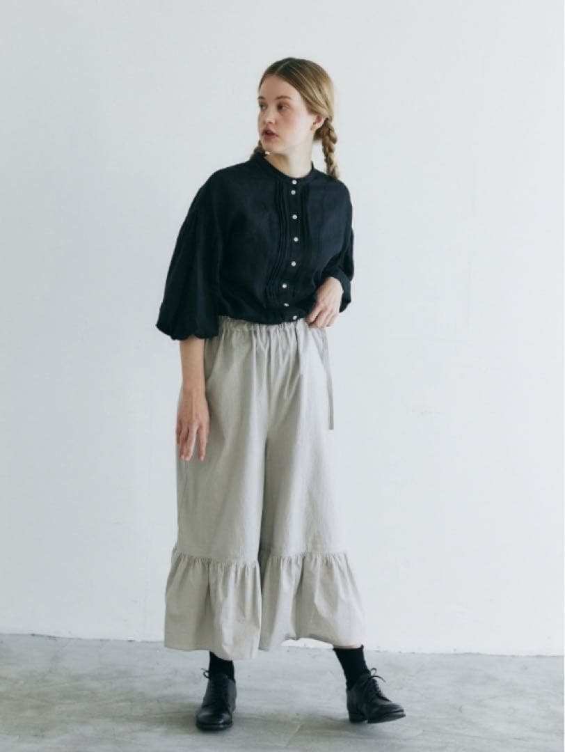 MAGALI 天日干しコットン 裾ギャザーパンツ　グレー　新品タグ付き