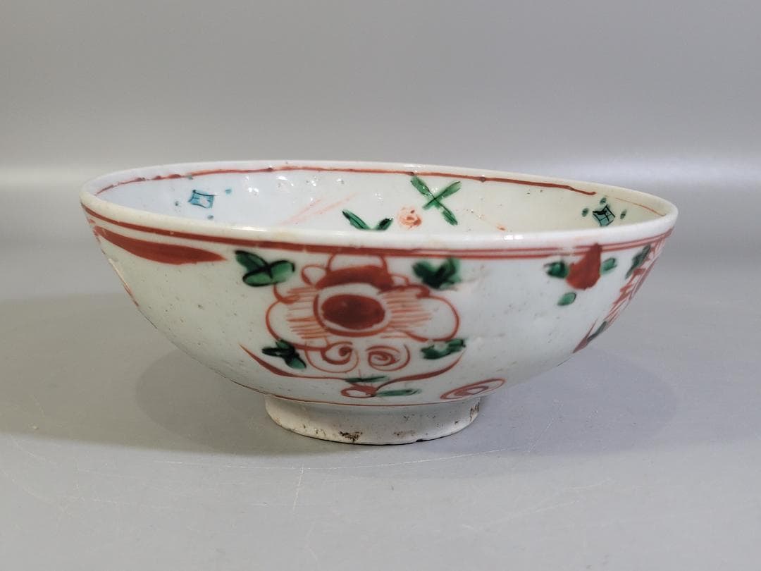 中国美術 呉須赤絵 碗 古美術 DT459