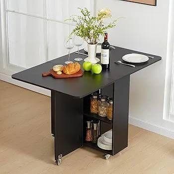 特価❕ホテルライク❕折りたたみ可能❕収納付✨️ダイニング テーブル 黒