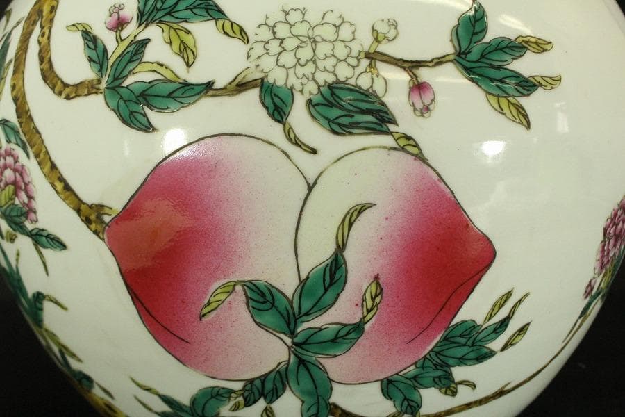 中国美術 色絵 大きな花瓶 高53cm(LC797)