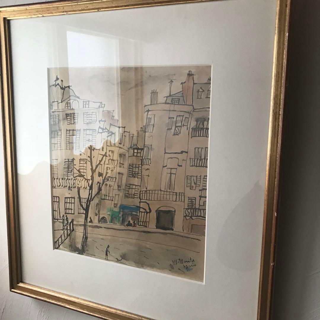 【パリの風景】サイン署名入り 水彩画（油彩風タッチ・匿名配送可）